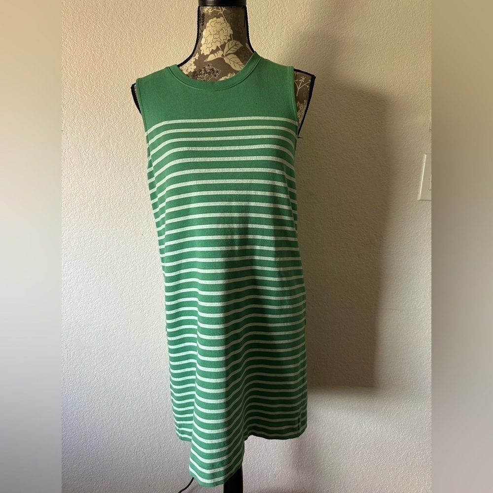 Z Supply 100% Cotton Green and White Striped Sleeveless Dress- Size Small